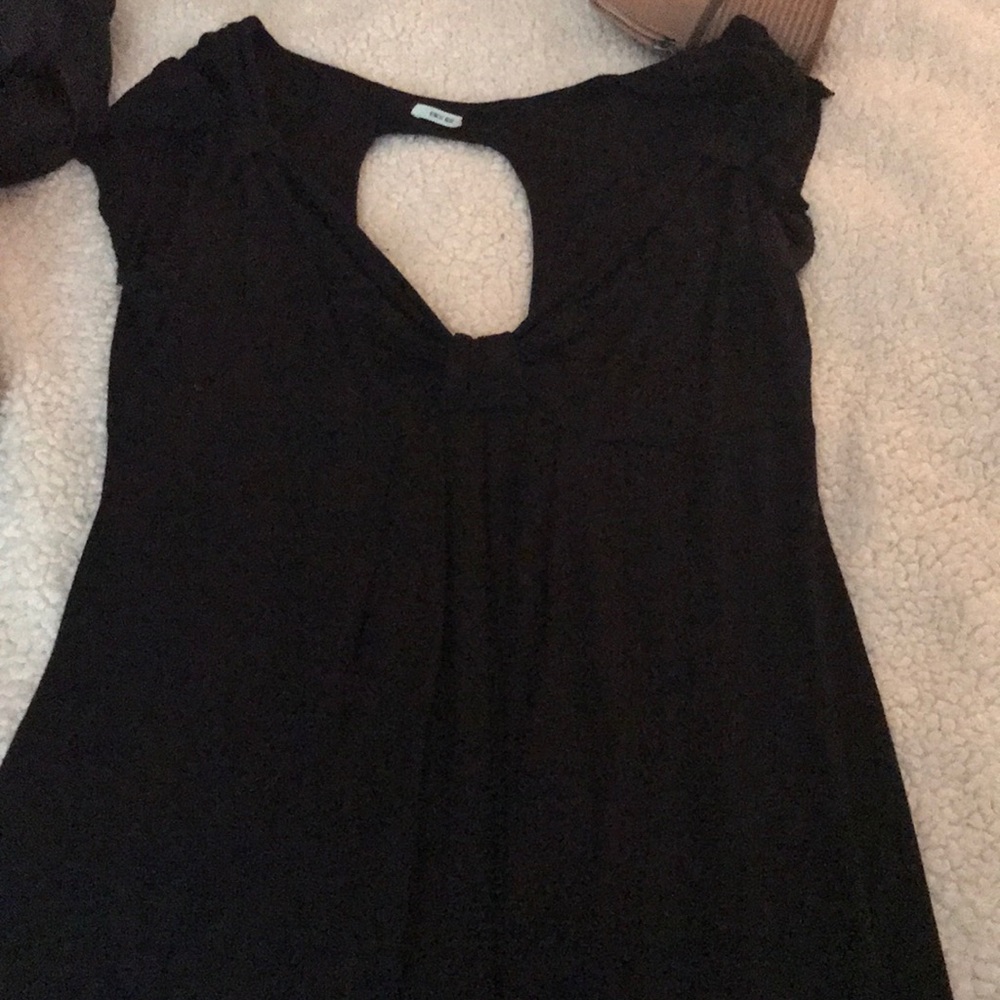 Low cut, cap sleeve, viscose and spandex dress